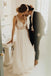 Simple Beading Long Tulle Beach Wedding Dress, A Line Deep V Neck Wedding Gown N2424