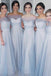 Light Blue Cheap Bridesmaid Dresses, New Style Tulle Long Wedding Party Dress chb0018