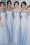 Light Blue Cheap Bridesmaid Dresses, New Style Tulle Long Wedding Party Dress chb0018